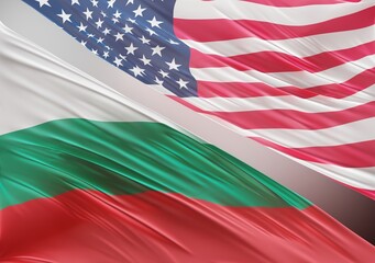 Fototapeta na wymiar USA Flag with Abstract Bulgaria Flag Illustration 3D Rendering (3D Artwork)