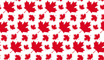 Seamless pattern background with maple leaf icon from National flag of Canada. Vector backdrop patriotic design for Canada day, Canada holidays.