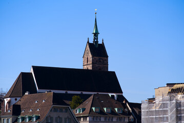 Martin's Church at the old town of City of Basel on a sunny spring day. Photo taken May 11th, 2022, Basel, Switzerland.