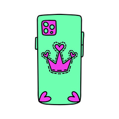 Digital illustration of phone case with crown