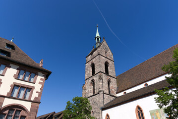 Martin's Church at the old town of City of Basel on a sunny spring day. Photo taken May 11th, 2022, Basel, Switzerland.