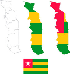 Set of territories of the country with the flag of Togo