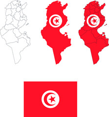 Set of territories of the country with the flag of Tunisia