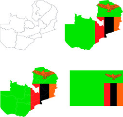 Set of territories of the country with the flag of Zambia