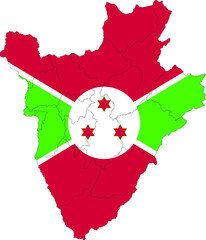 Set of territories of the country with the flag of Burundi