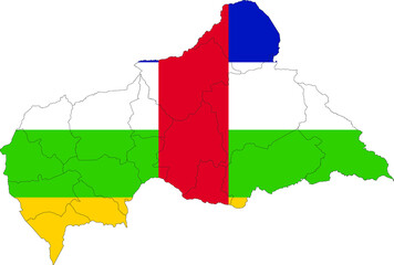 Set of territories of the country with the flag of Central African Republic