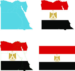 Set of territories of the country with the flag of Egypt