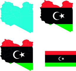 Set of territories of the country with the flag of Libya