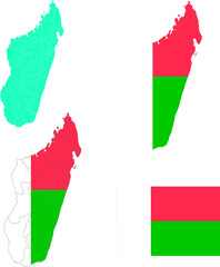 Set of territories of the country with the flag of Madagascar