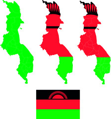 Set of territories of the country with the flag of Malawi