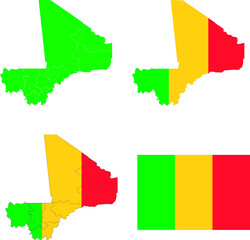 Set of territories of the country with the flag of Mali