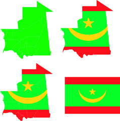 Set of territories of the country with the flag of Mauritania