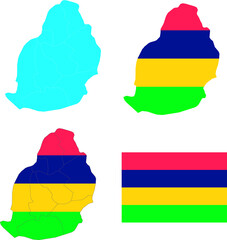 Set of territories of the country with the flag of Mauritius