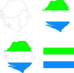 Set of territories of the country with the flag of Sierra Leone