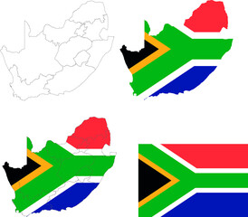 Set of territories of the country with the flag of South Africa