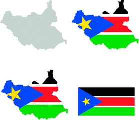 Set of territories of the country with the flag of South Sudan