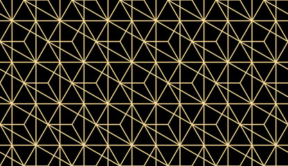 The geometric pattern with lines. Seamless vector background. Gold and black texture. Graphic modern pattern. Simple lattice graphic design - obrazy, fototapety, plakaty
