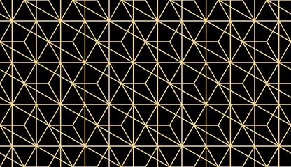 Deurstickers The geometric pattern with lines. Seamless vector background. Gold and black texture. Graphic modern pattern. Simple lattice graphic design © ELENA
