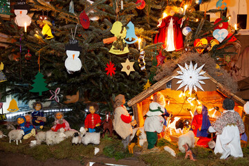 Crib in a Church, Christmas Market, Hamburg,Germany,Europe