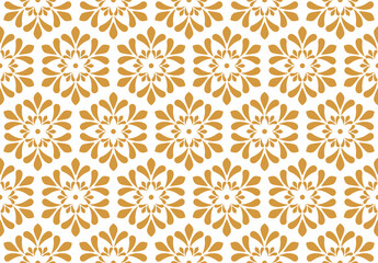 Fototapeta premium Flower geometric pattern. Seamless vector background. White and gold ornament. Ornament for fabric, wallpaper, packaging. Decorative print