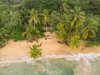 Puerto Viejo, Costa Rica - Stunning aerial view of the Punta Uva beach along the Caribbean sea in Costa Rica in Central America.