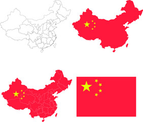 Set of territories of the country with the flag of China