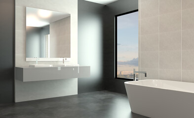Abstract  toilet and bathroom interior for background. 3D rendering.