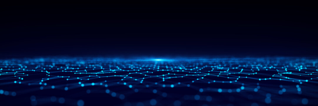 Futuristic digital data transfer concept. High-speed data flow of cryptocurrency servers. Blockchain technology. 3D rendering.