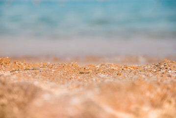Fototapeta na wymiar Natural blurred defocused background for concept summer vacation. Nature of tropical summer beach
