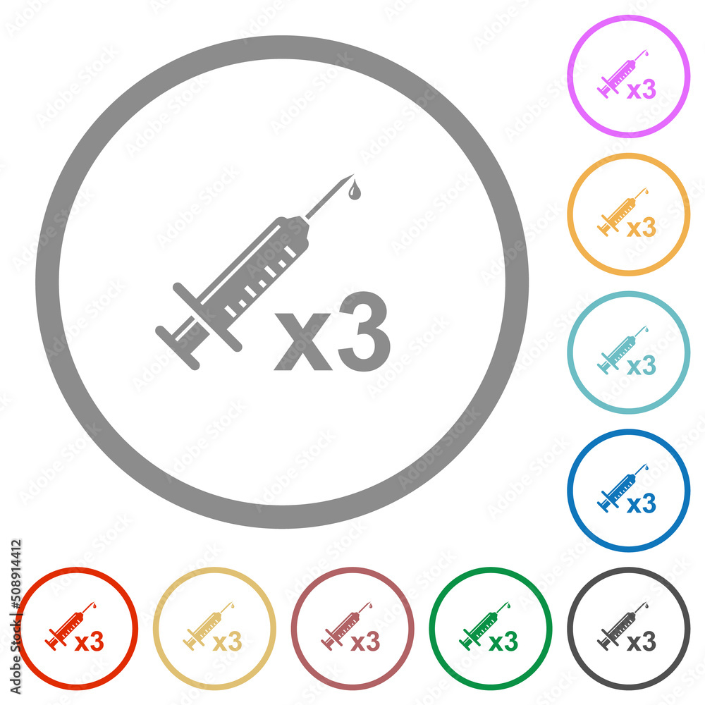 Poster Third vaccine dose flat icons with outlines