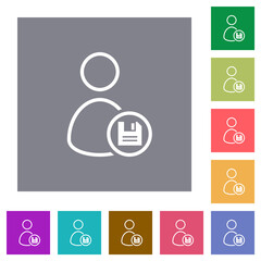 Save user account outline square flat icons