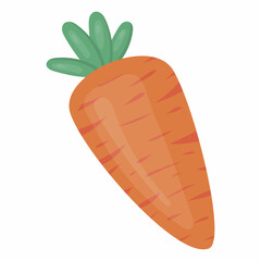 fresh orange carrot in flat cartoon style