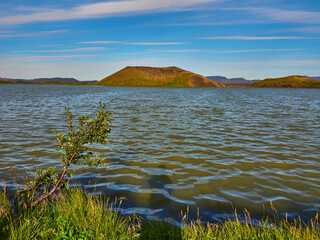 Skútustaðagígar Islandia Pseudo cráteres en el lago de los mosquitos, Lake Myvatn 