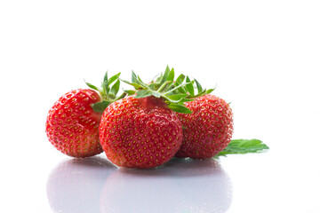 fresh ripe organic red strawberry on white background
