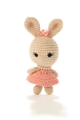 Amigurumi easter bunny isolated on white background