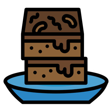 brownie slices stacked on blue plate clip art preview