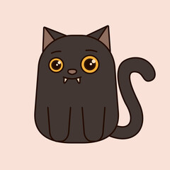 A cat on a light background, a character. Cute black cat for your Halloween design. A symbol of a happy Halloween holiday. Vector illustration