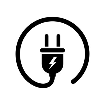 Electric plug vector icon on white background. Electrical cord or cable. Electric power. Vector 10 EPS.