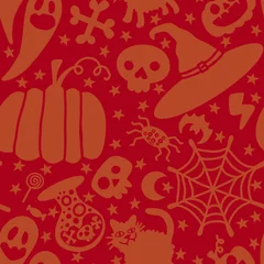 Gordijnen Halloween seamless ghost pattern for wallpaper and packaging and gifts and cards and linens and kids and fabrics © Tetiana
