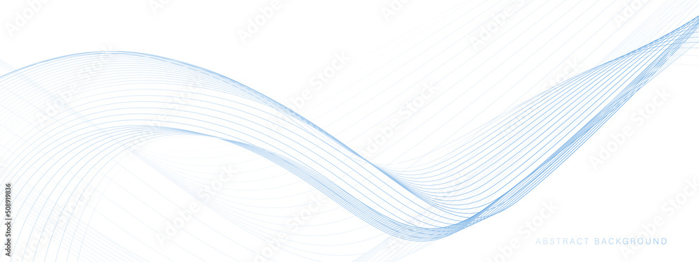 Aufkleber Abstract blue lines wavy on white background. Futuristic technology digital hi tech concept. Vector illustration
