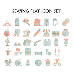 Set of sewing flat icons. Sewing icons set flat style.