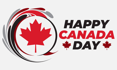 Canada Day July 1st. Happy canada day template with maple leaves. Poster, card, banner, background design. 