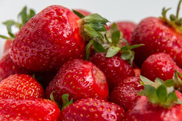 Fresh ripe strawberries. Background from strawberries. Harvest strawberries. Close-up. Dessert.