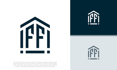 Simple Initials FF logo design. Initial Letter Logo. Shield logo.