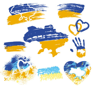 Ukraine symbols designed from strokes