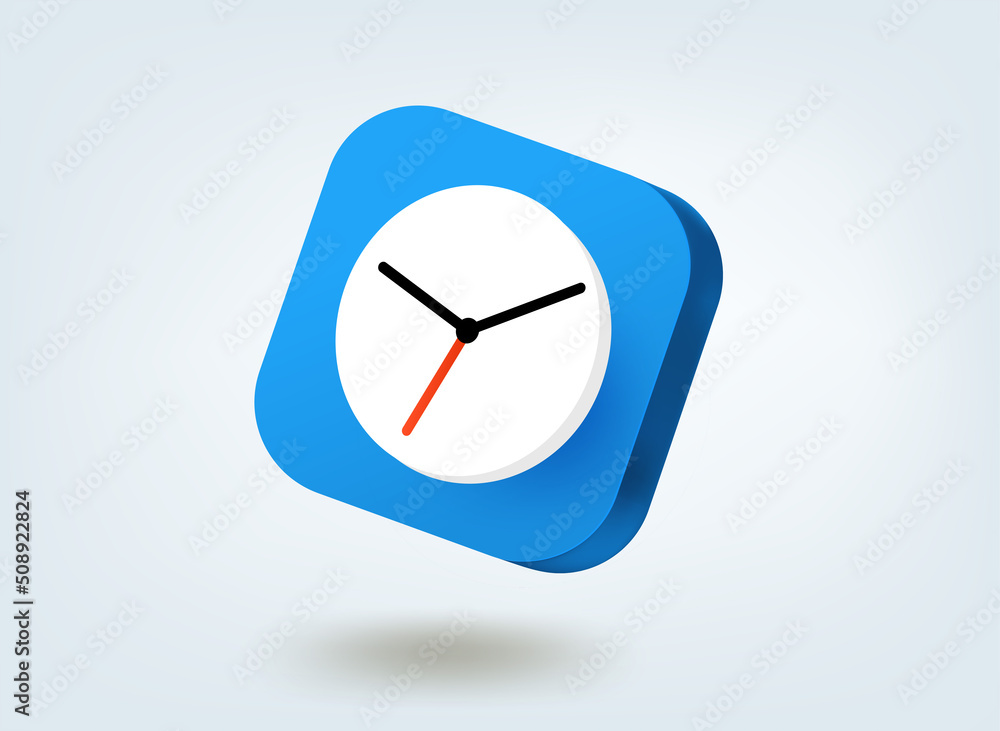 Poster Time concept. 3d vector mobile application icon