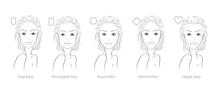 Set of women faces different shapes template