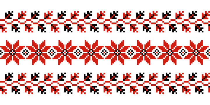 Seamless Ukrainian Traditional Tribal ornament imitation of embroidery