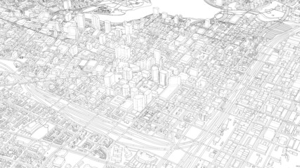 Fototapeta na wymiar Cityscape Sketch. Vector rendering of 3d