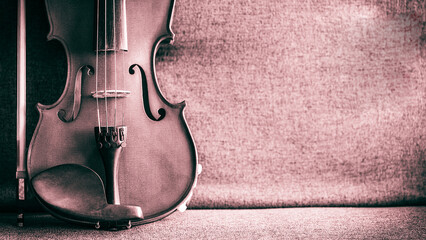 Violin vintage musical instrument of orchestra taken with natural light - 508925408